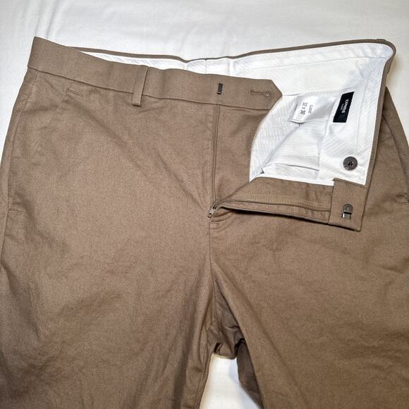 Express Classic Mens Pants 32x30 (32x27) Linen Blend Straight Chino Brown Tan - Picture 4 of 11
